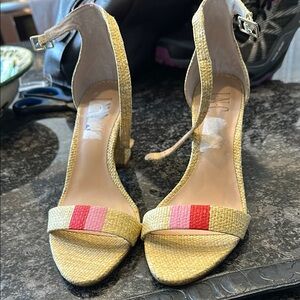 INC International Concepts Pink and Red Sandals with Ankle Strap